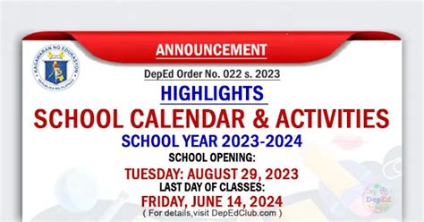 kailan ang teachers day|DepEd School Calendar for SY 2024.